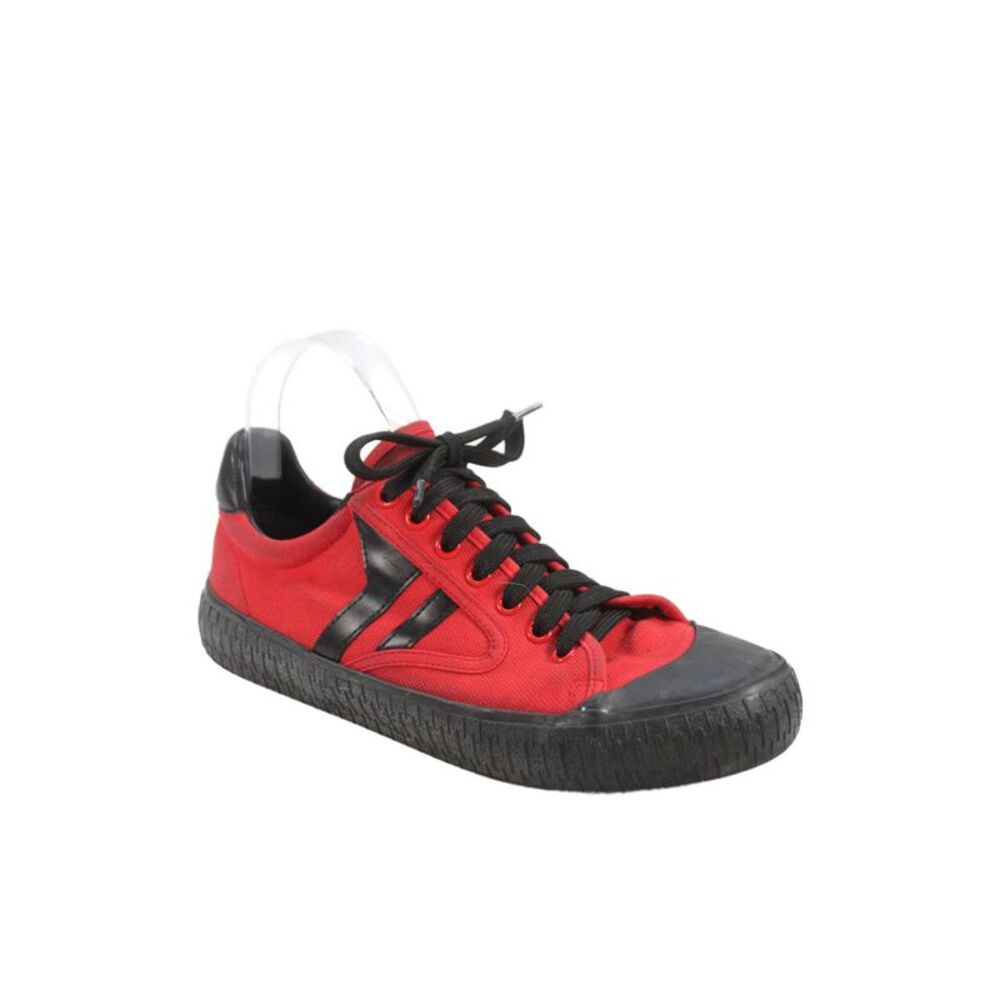 Celine Womens Canvas Cap Toe Low Top Sneakers Shoes Red Size 9